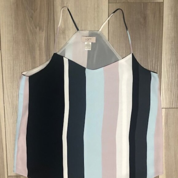 LOFT blue/pink Colorblock halter top Size Small - Picture 5 of 6